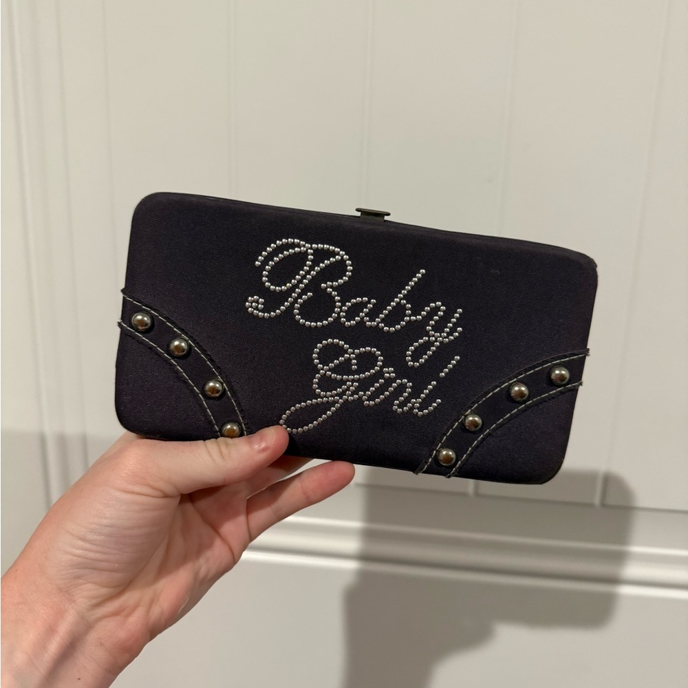 Stylish Black Clutch with Rhinestone Design